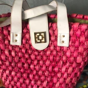 Trina Turk pink straw bag